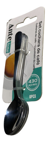Set 6 Cucharas Para Café 100% Acero Inoxidable 430 Lis Pack3 Plateado