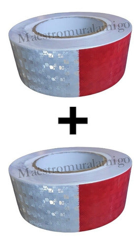 Cinta Reflectante Bicolor Blanco/rojo 5cmx25m E-fuerte Pack2 Blanco/rojo