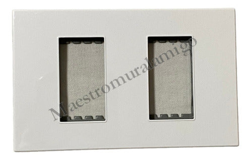 Placa Doble Modulo Soporte Tomacorriente Interruptor Pack3