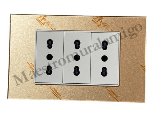 Tomacorriente Triple 9/12 16a 250v Sec Contra Fuego D Pack 3 Dorado