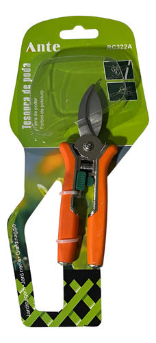 Tijera Podar Jardin Huerto Ergonómica Cuchilla Acero Forjado Naranja