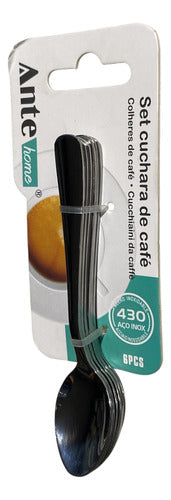 Set 6 Cucharas Para Café 100% Acero Inoxidable Nivel 430 Lis Plateado