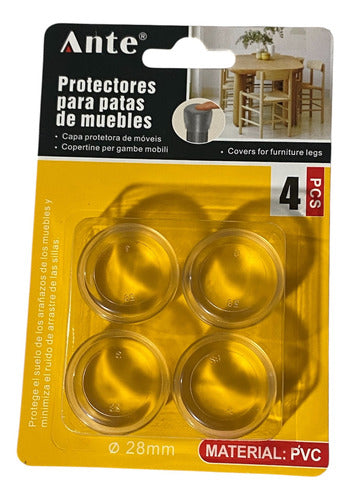 Protector Transparente Pvc 28mm Patas Silla Muebles (pack 3) Transparente